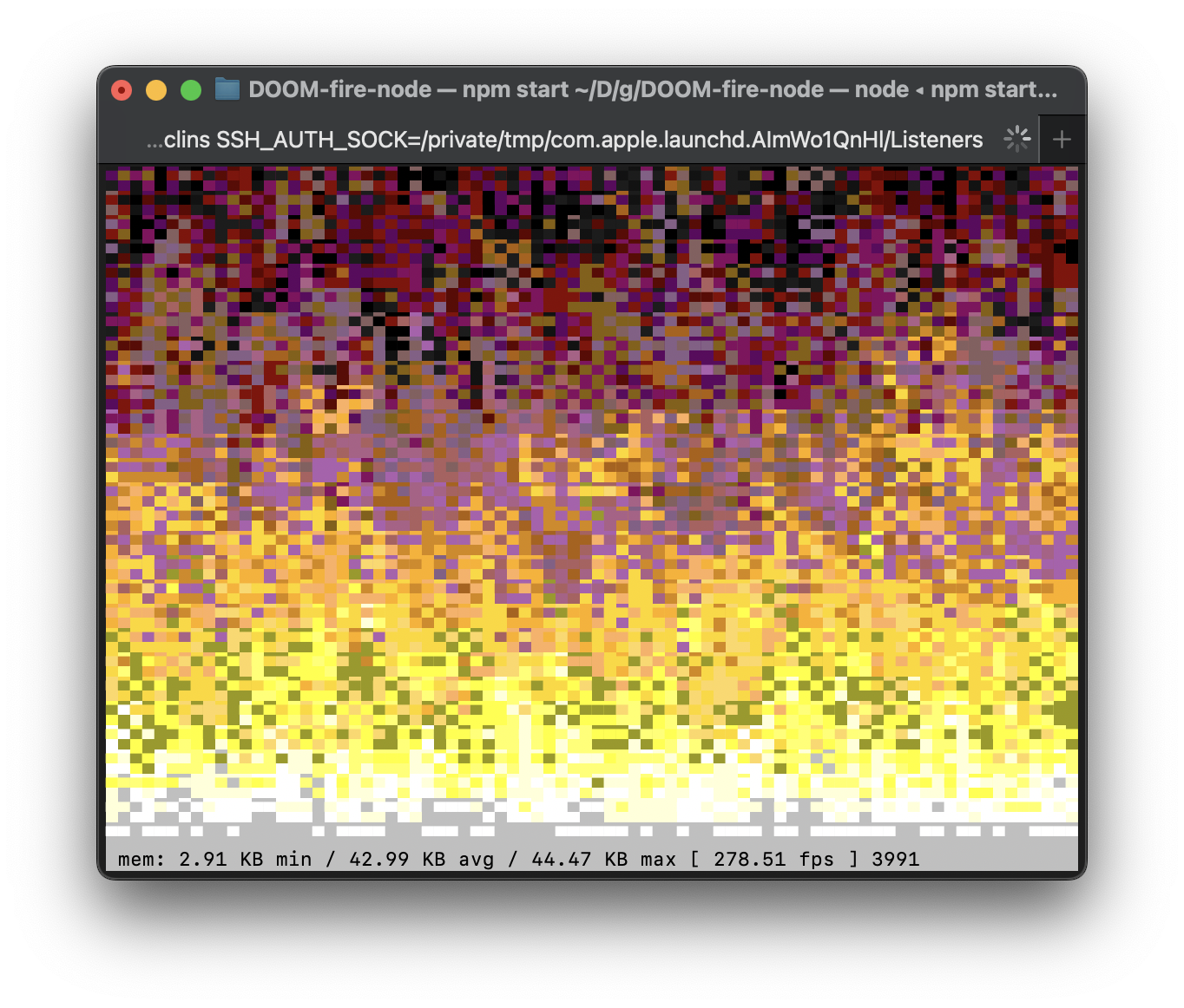 DOOM-fire-zig running in default macOS Terminal