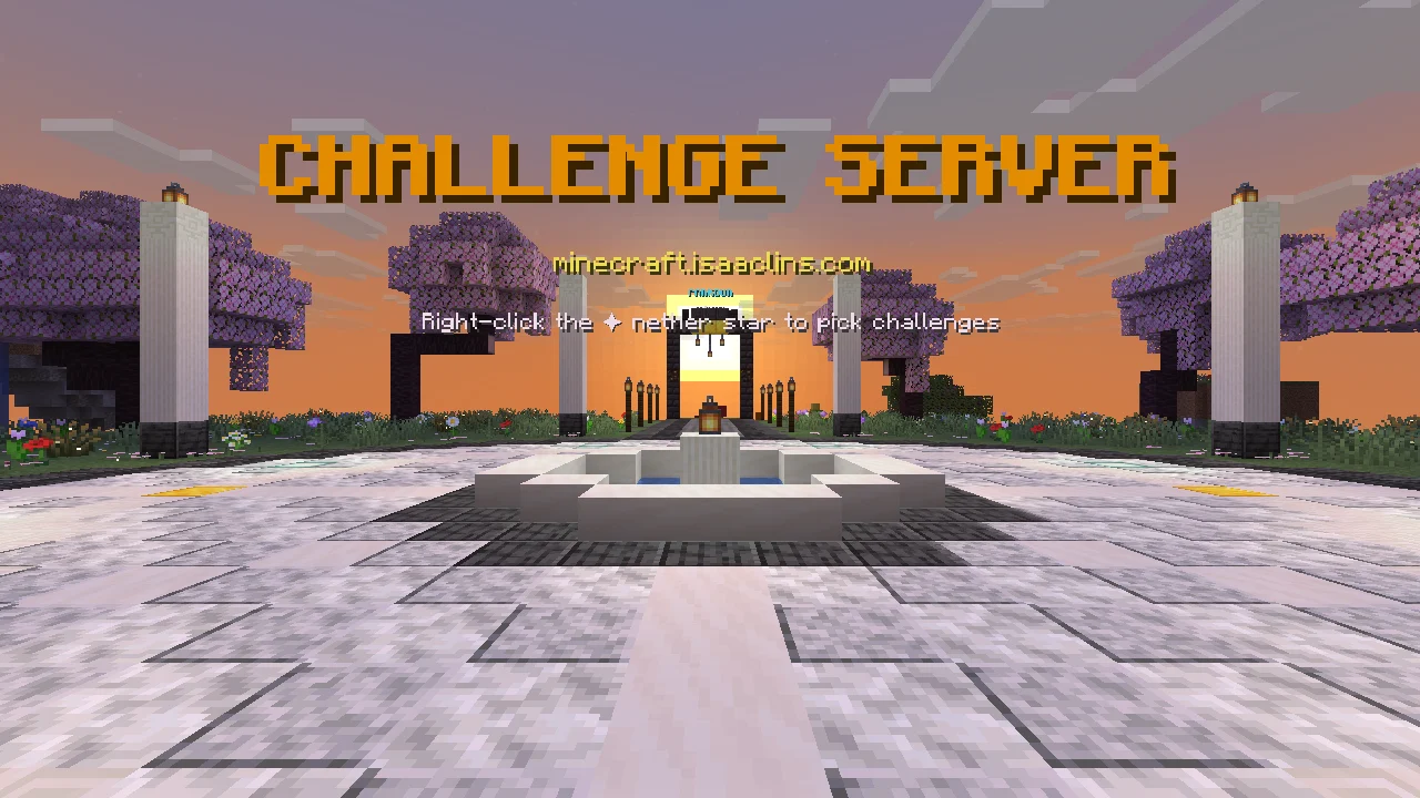 The lobby of the challenge server at minecraft.isaaclins.com