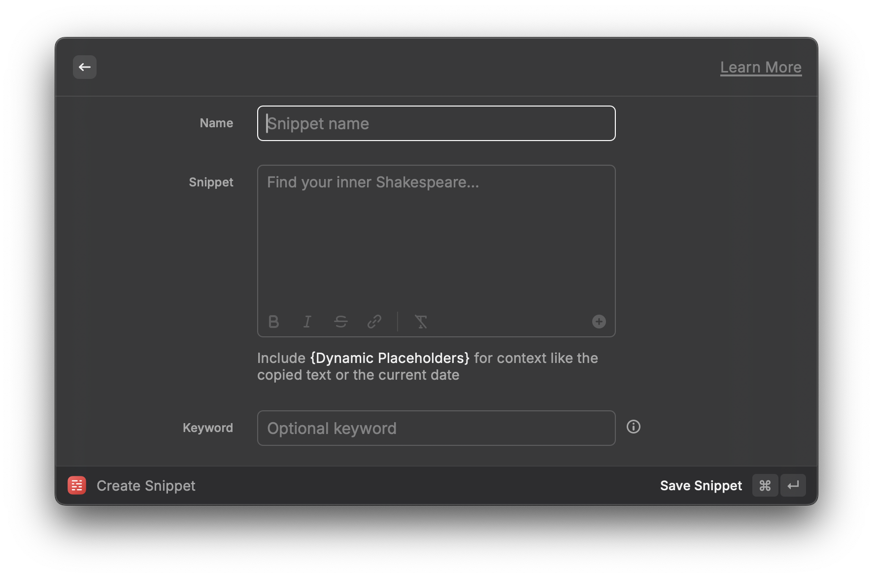 create snippet